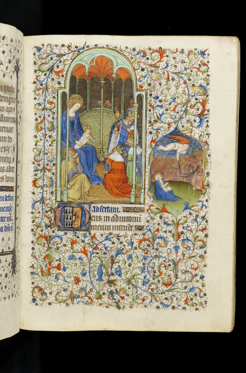 Adoration of the Kings; St. John and angel with sickle, from a Book of Hours by Master of the Rohan Hours