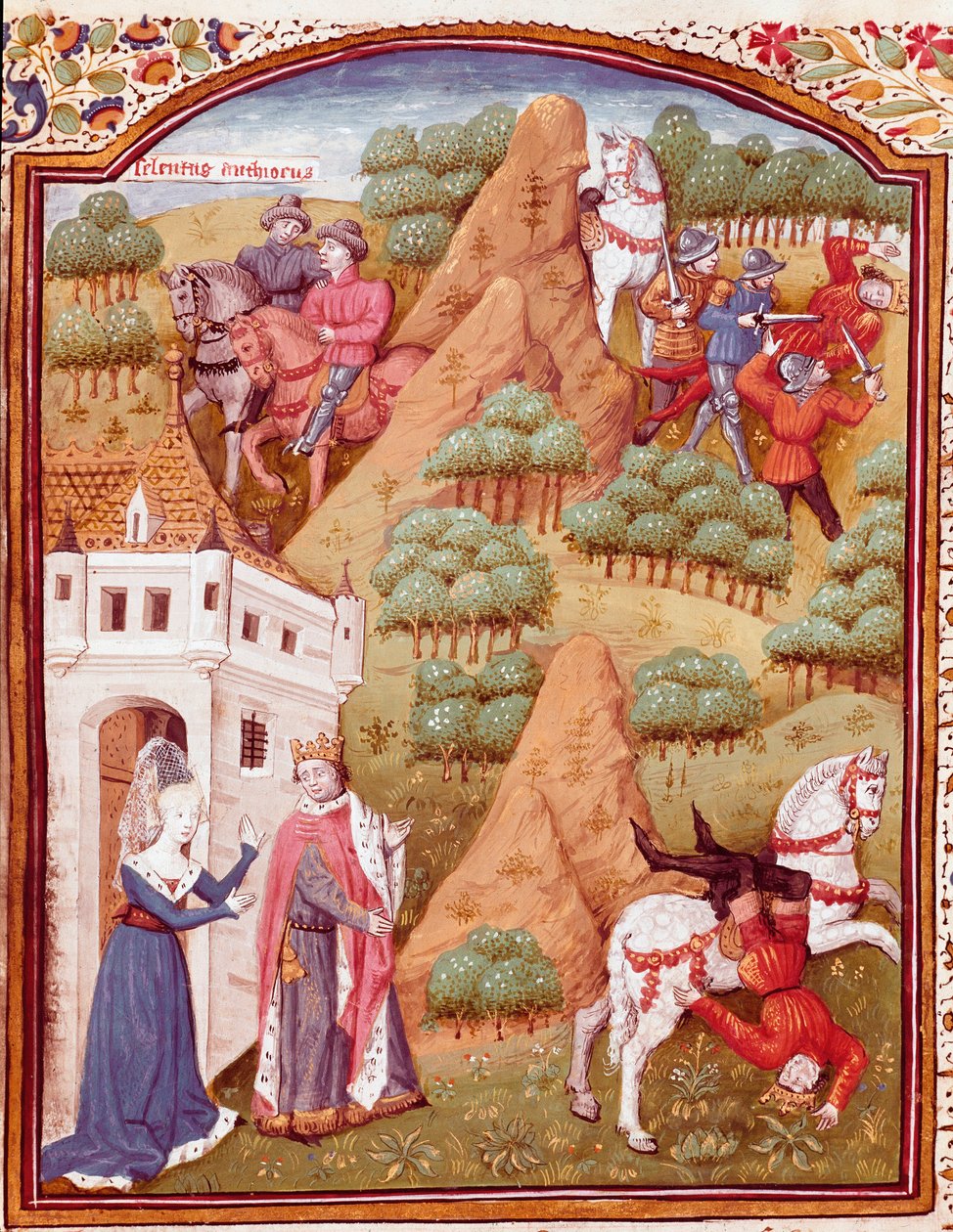 Seleucos (Seleucus) I Nicator and his father Antiochos (Antiochus) king of Asia and Syria. One of the two kings is assassinated, horse fall. Miniature taken from 