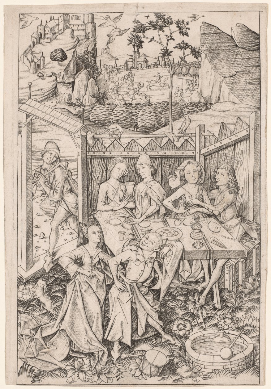 The Garden of Love Large Plate, c. 1465 by Master E. S.