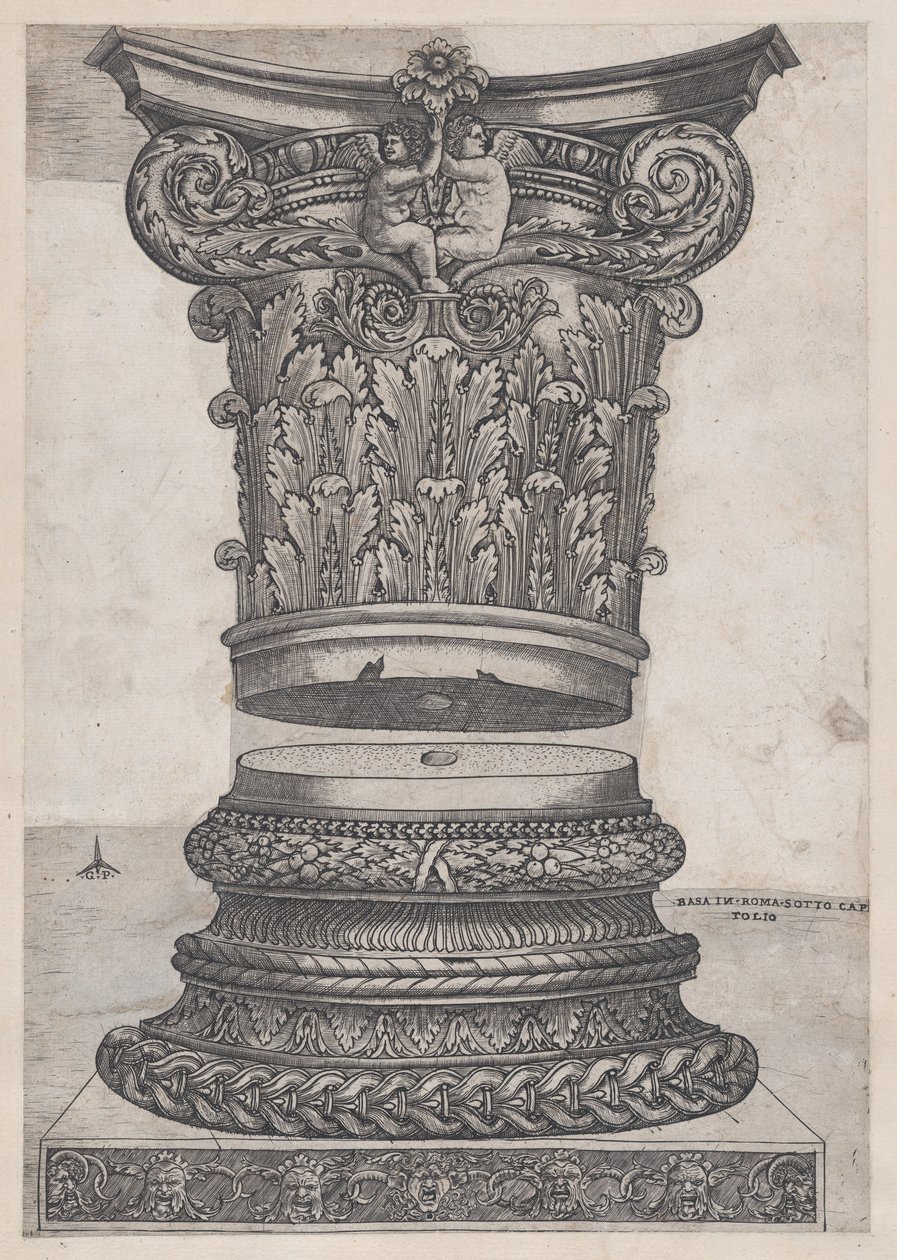 Speculum Romanae Magnificentiae: Decorated capital and base, ca. 1537