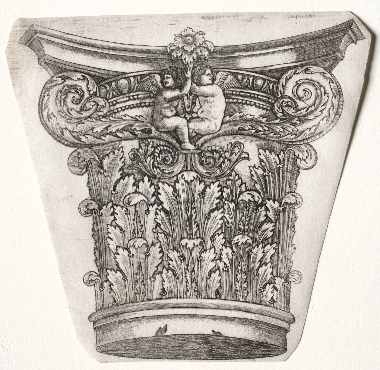 Base and Capital with Putti by Master G. A. with the man