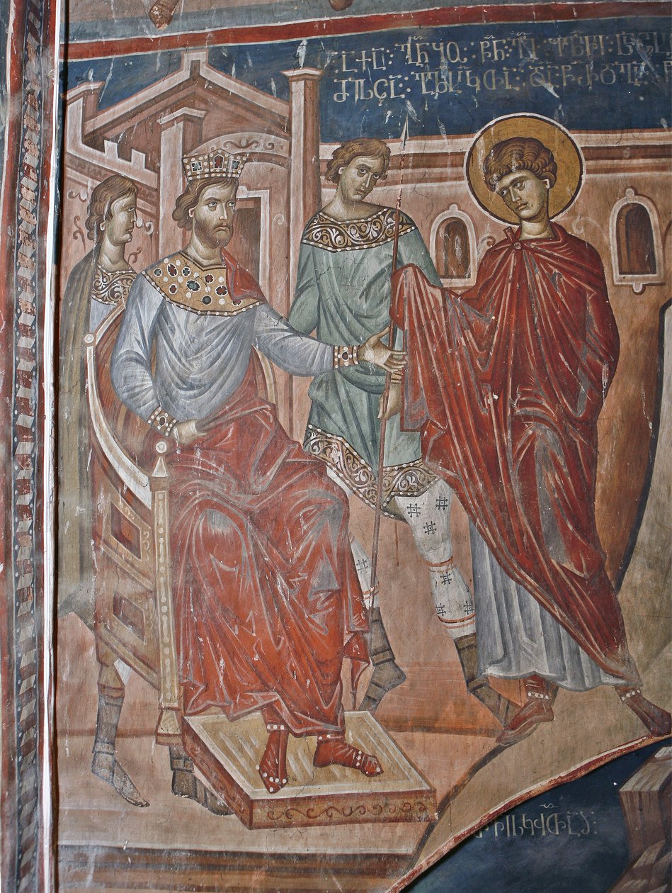 Saint George before the Emperor Diocletian, 14th century by Master Gerasime