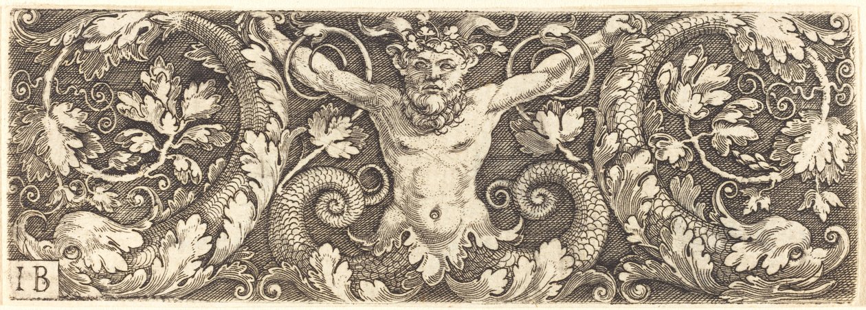 Ornament with Fantastic Satyr and Dolphins by Master IB