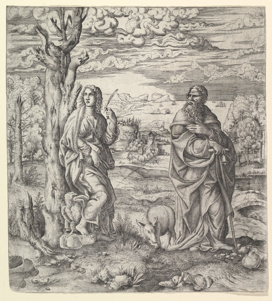 Saint John and Anthony in a Landscape by Master IQV