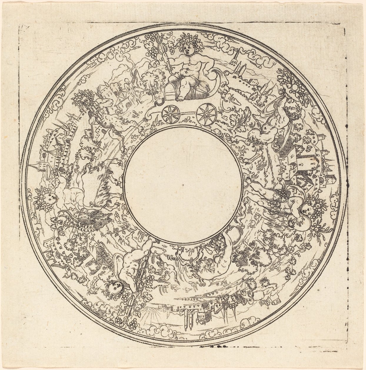 Bacchus in a Cart by Master IS.