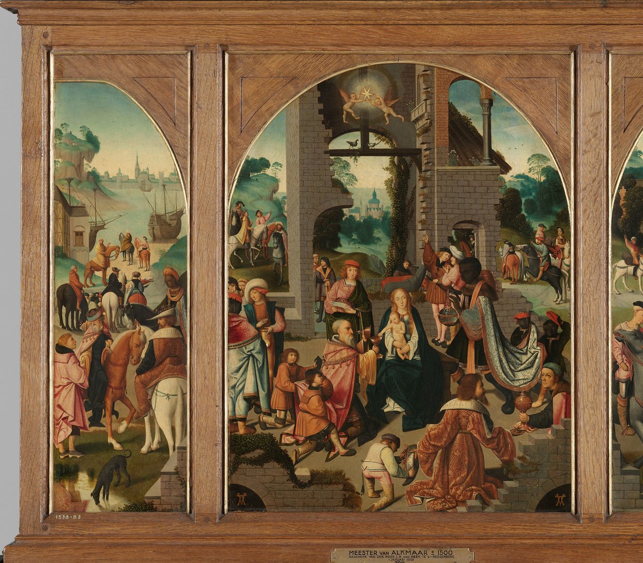 Triptych with Adoration of the Magi, Saint Antony Abbot and Saint Adrian by Master of Alkmaar (attributed to)
