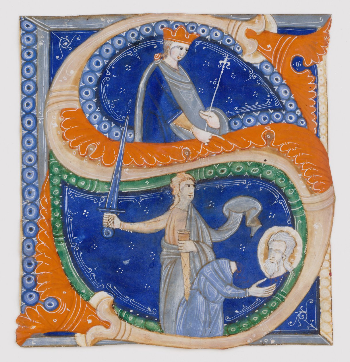 Manuscript Illumination with the Beheading of Saint Paul in an Initial ...