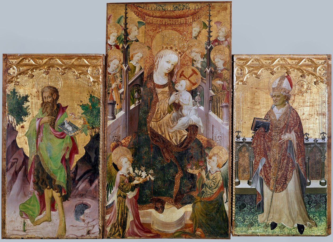 Virgin with Child, St John the Baptist and St Ambrose - Altarpiece with three panels, around 1430 by Master of Burgo de Osma