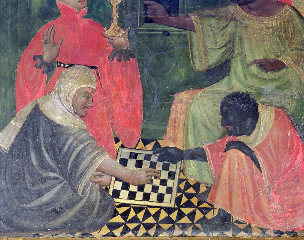 A Moor and a Christian playing Chess, from the Altarpiece of SS Nicholas, Claire and Anthony Abbot by Master of Castellitx