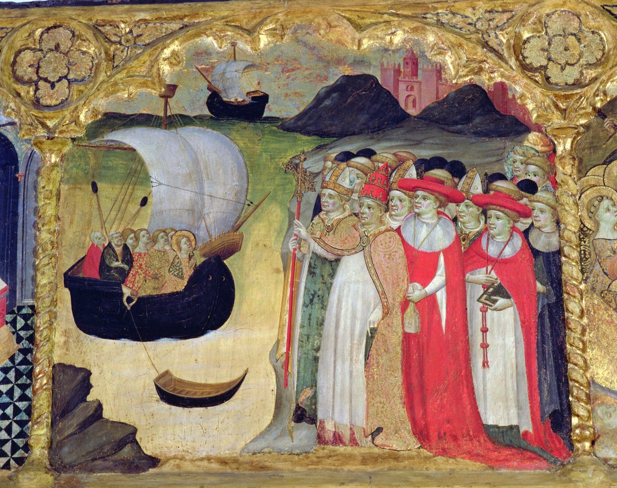 Pope Ciriaco and his Court Receiving the Saint and Her Maids, from the 