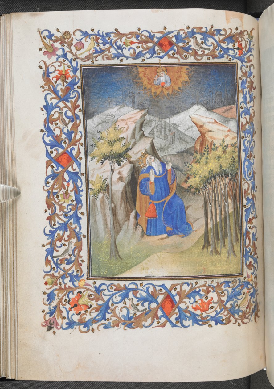 David at prayer, Anjou Hours, Egerton 1070, f.44v by Master of Egerton