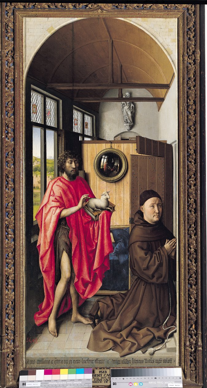 St. John the Baptist and the Donor, Heinrich Von Werl from the Werl Altarpiece, 1438 by Master of Flémalle