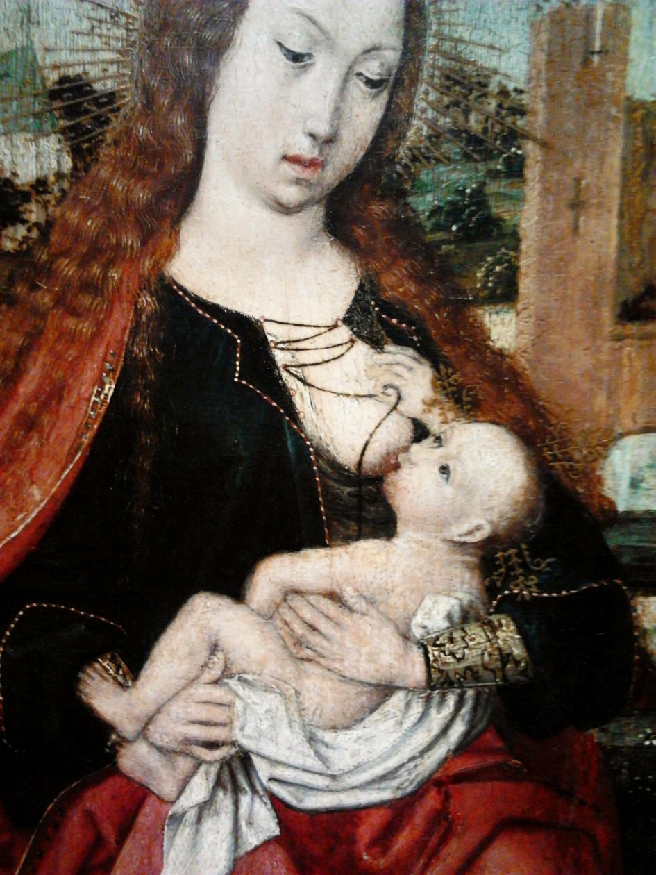 Madonna and Child crowned by two angels (detail) by Master of Frankfurt