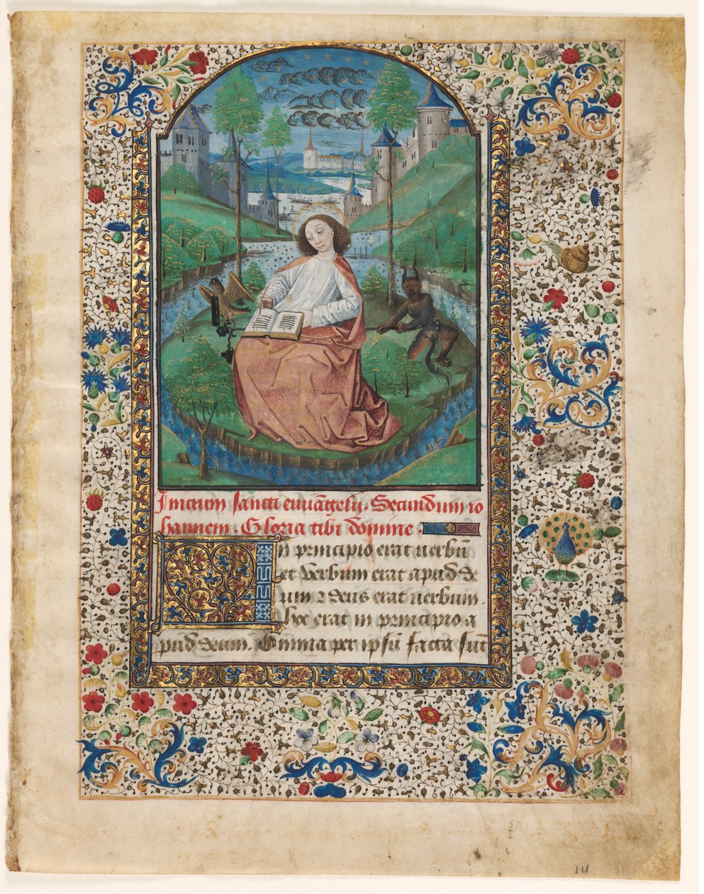 Leaf from a Book of Hours: John on Patmos (1 of 2 Excised Leaves) by Master of Jacques de Luxembourg
