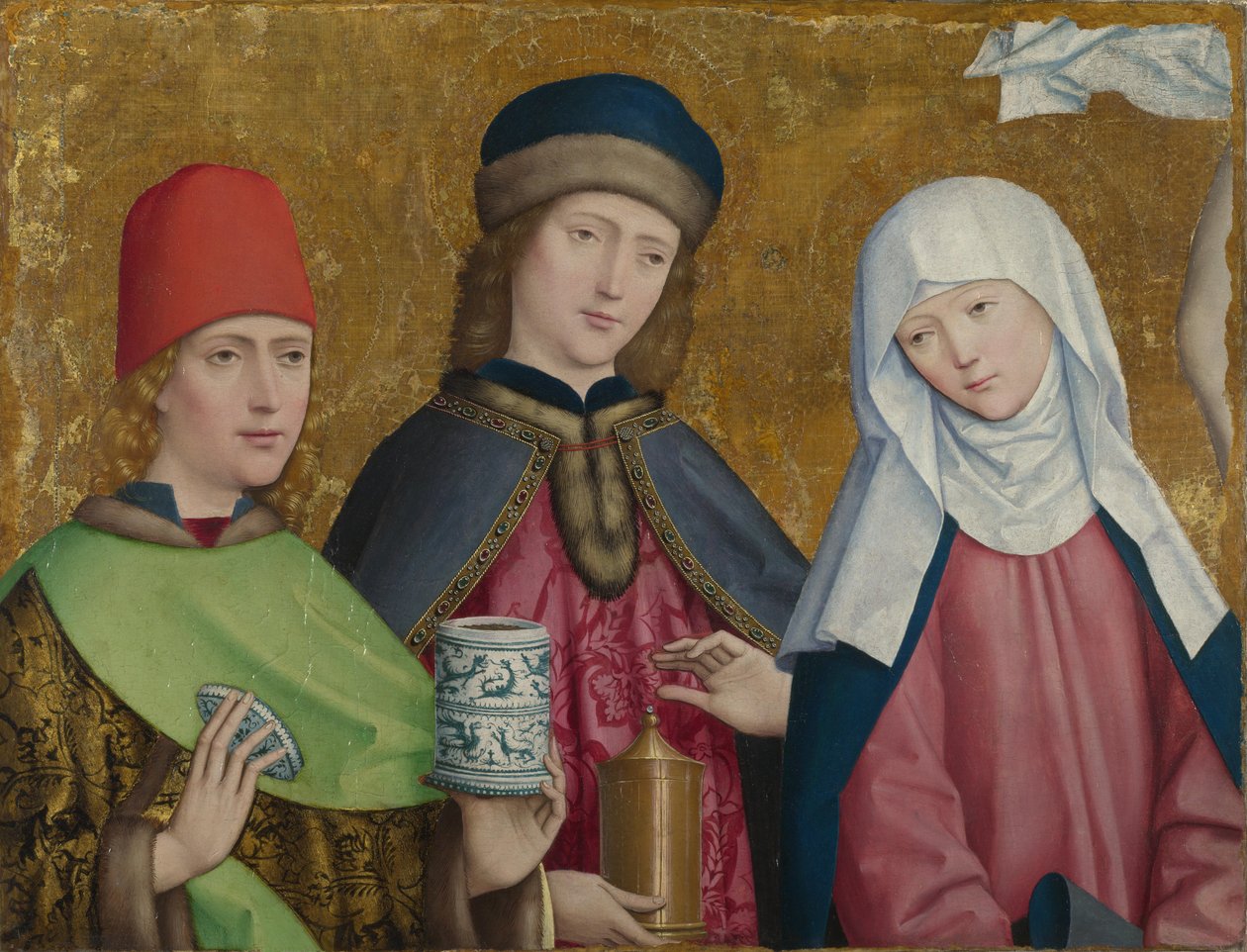 Saints Cosmas and Damian and the Virgin, The Liesborn Altarpiece, ca. 1470-1480 by Master of Liesborn
