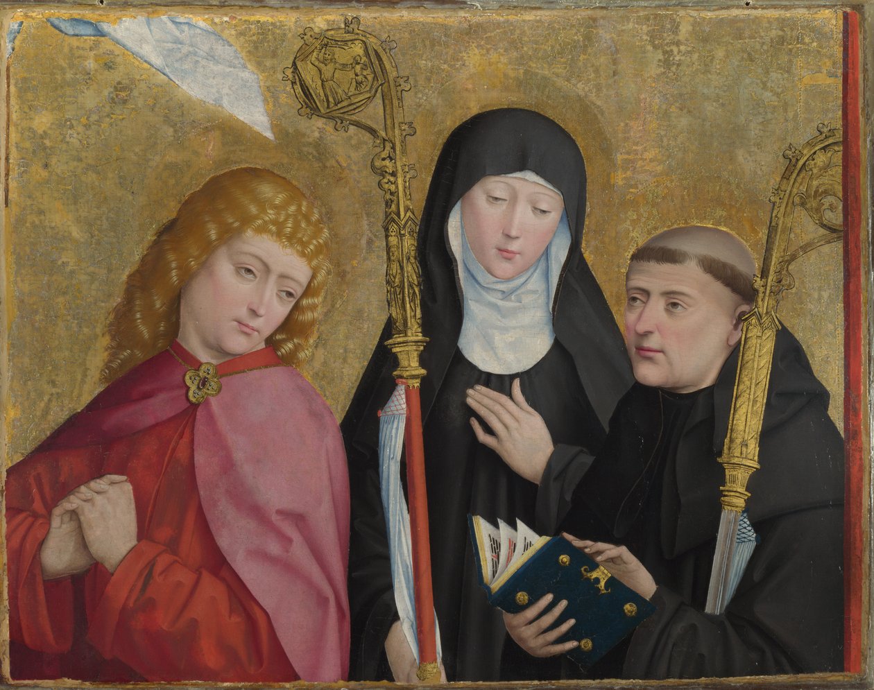 Saints John the Evangelist, Scholastica and Benedict The Liesborn Altarpiece by Master of Liesborn