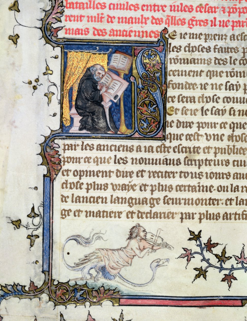 Monk Copying a Manuscript, from The History of Rome by Livy by Master of the Boqueteaux