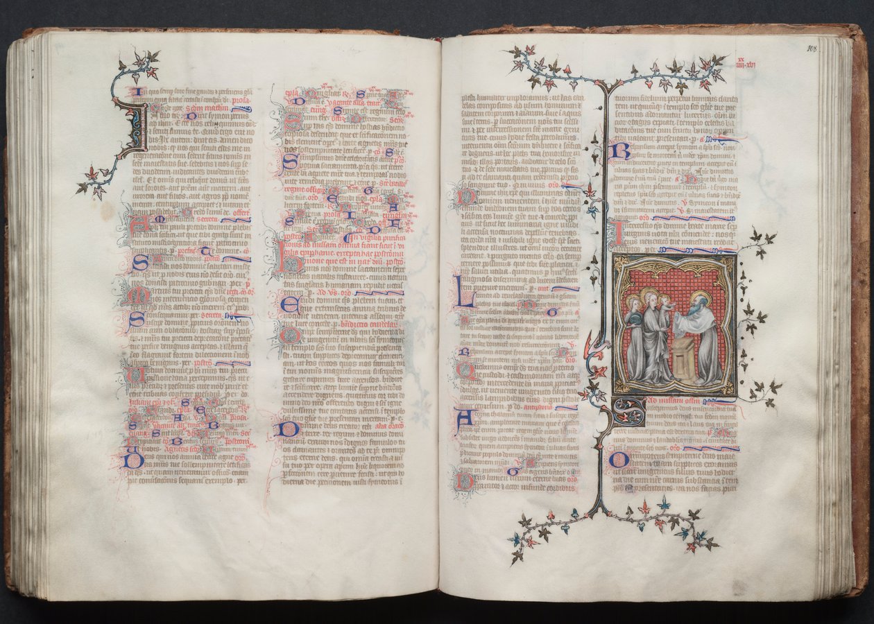 The Gotha Missal: Fol. 108r, The Presentation in the Temple by Master of the Boqueteaux