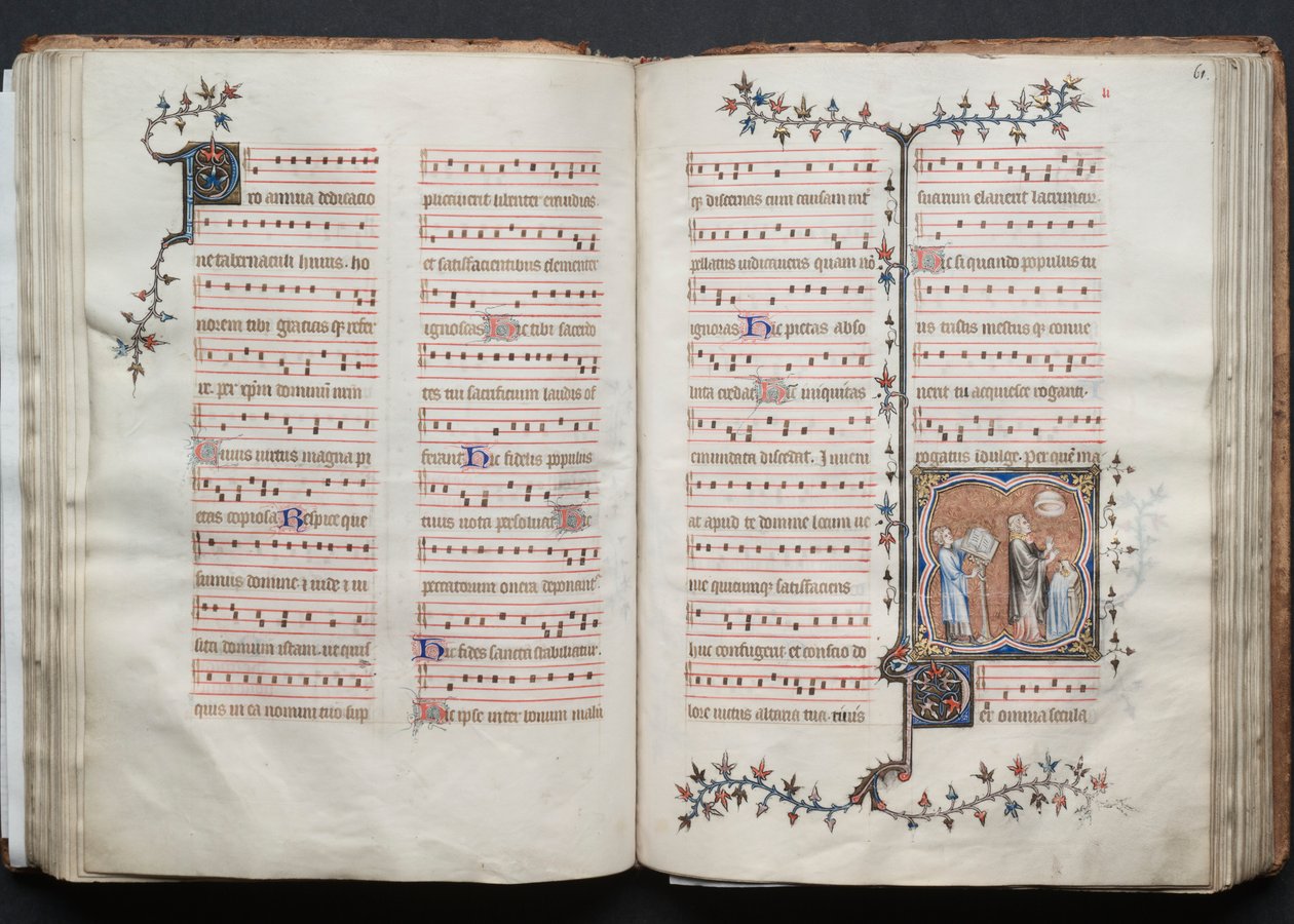 The Gotha Missal: Fol. 60v, Text, c. 1375 by Master of the Boqueteaux