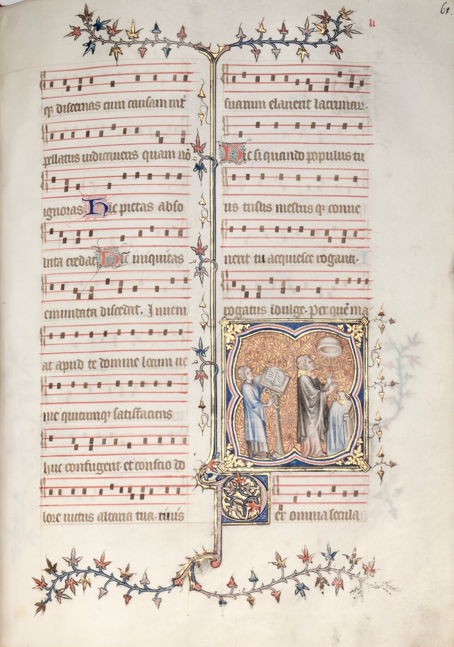 The Gotha Missal: Fol. 61r, A Priest Singing the Office by Master of the Boqueteaux