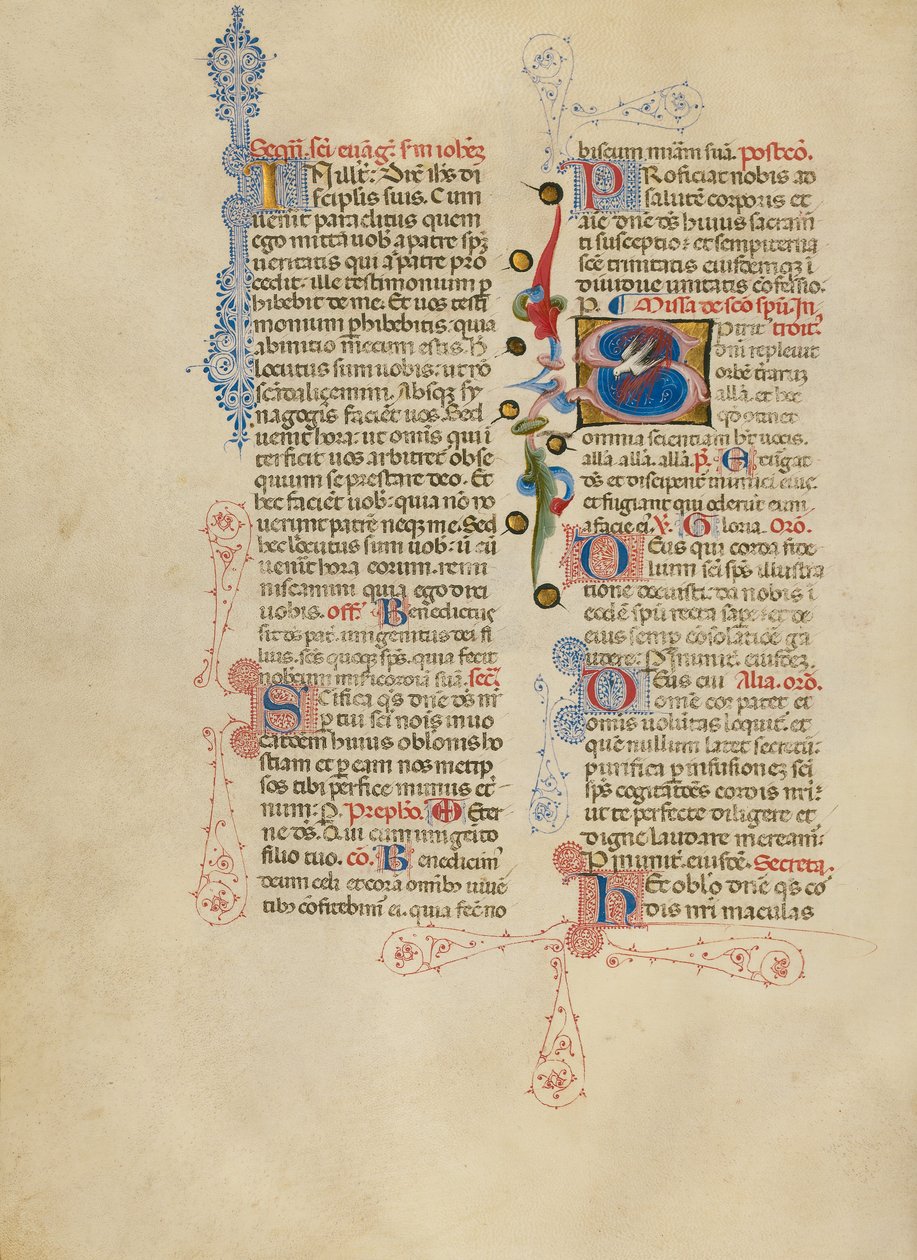 Initial S: The Dove of the Holy Spirit by Master of the Brussels Initials