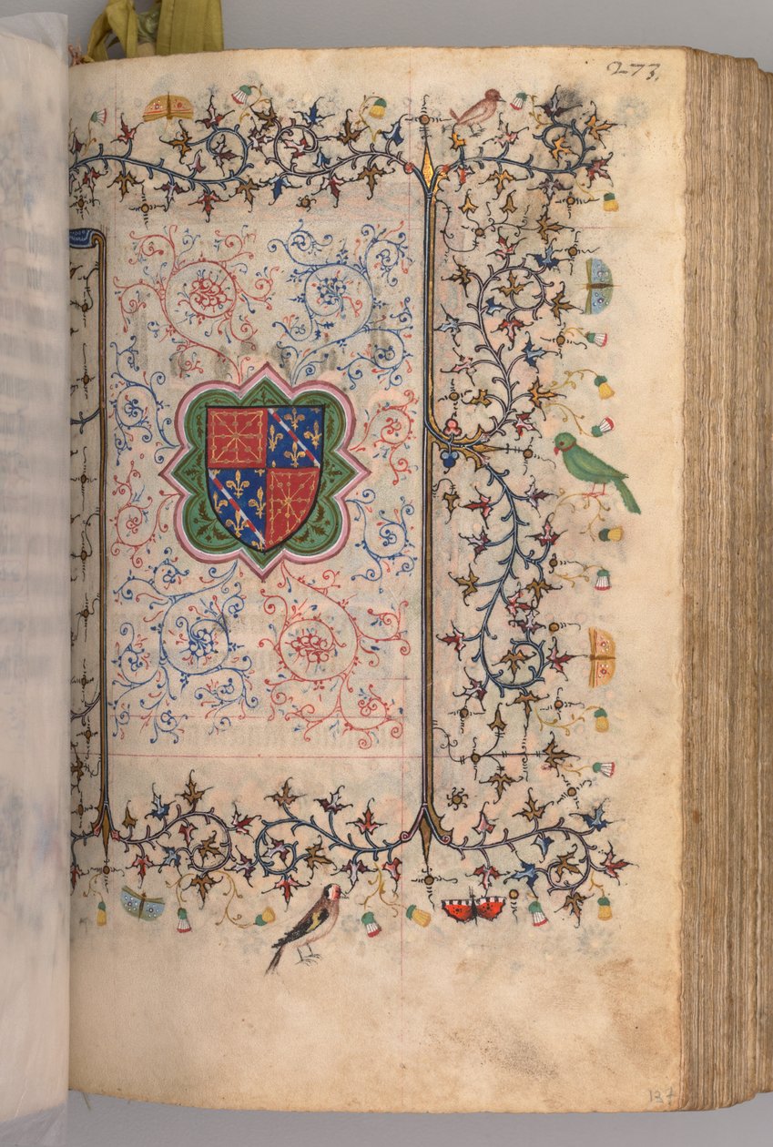 Hours of Charles the Noble, King of Navarre 1361-1425: fol. 137r, Coat of Arms by Master of the Brussels Initials and Associates