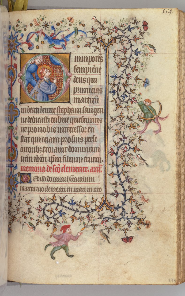 Hours of Charles the Noble, King of Navarre, fol. 274r, St. Stephen by Master of the Brussels Initials and Associates
