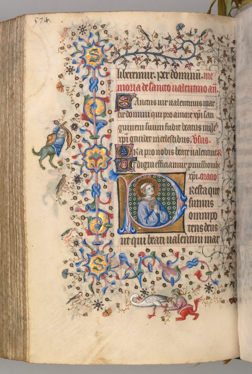 Hours of Charles the Noble, King of Navarre 1361-1425, fol. 281v, St. Valentine, c. 1405 by Master of the Brussels Initials and Associates