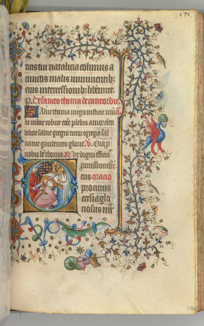 Hours of Charles the Noble, King of Navarre, fol. 282r, St. Thomas à Becket by Master of the Brussels Initials and Associates