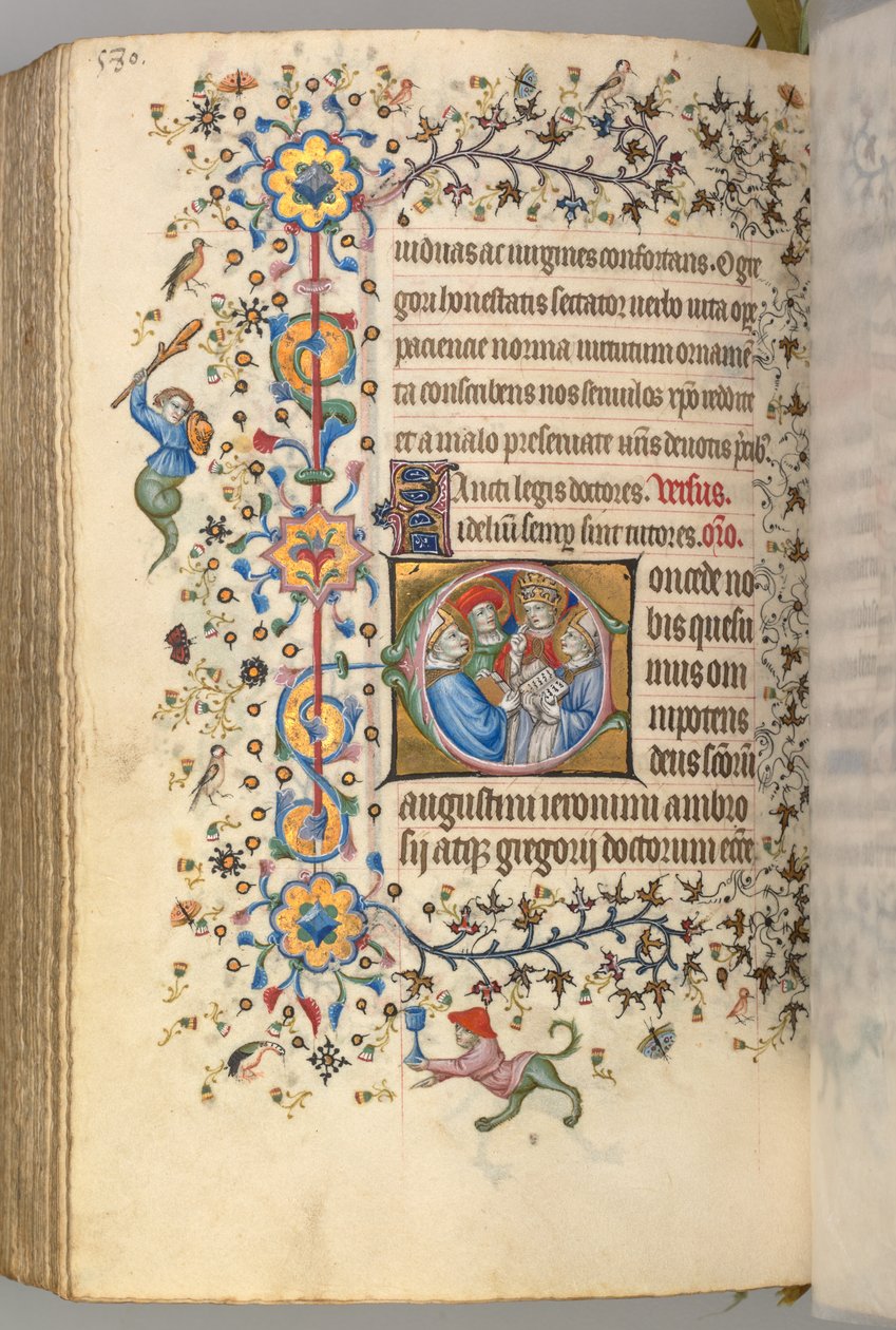 Hours of Charles the Noble, King of Navarre 1361-1425, fol. 284v, Four Doctors of the Church, c. 1 by Master of the Brussels Initials and Associates