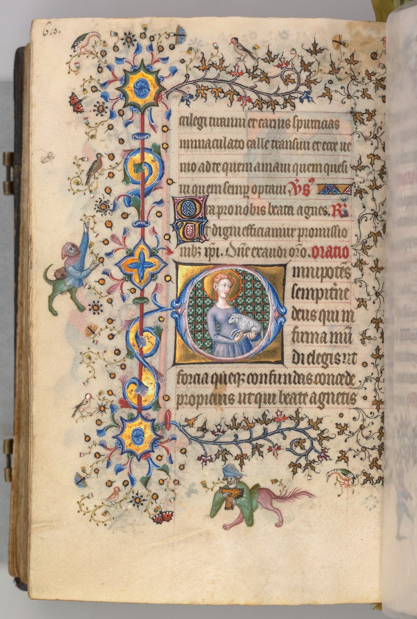 Hours of Charles the Noble, King of Navarre 1361-1425, fol. 299v, St. Agnes by Master of the Brussels Initials and Associates