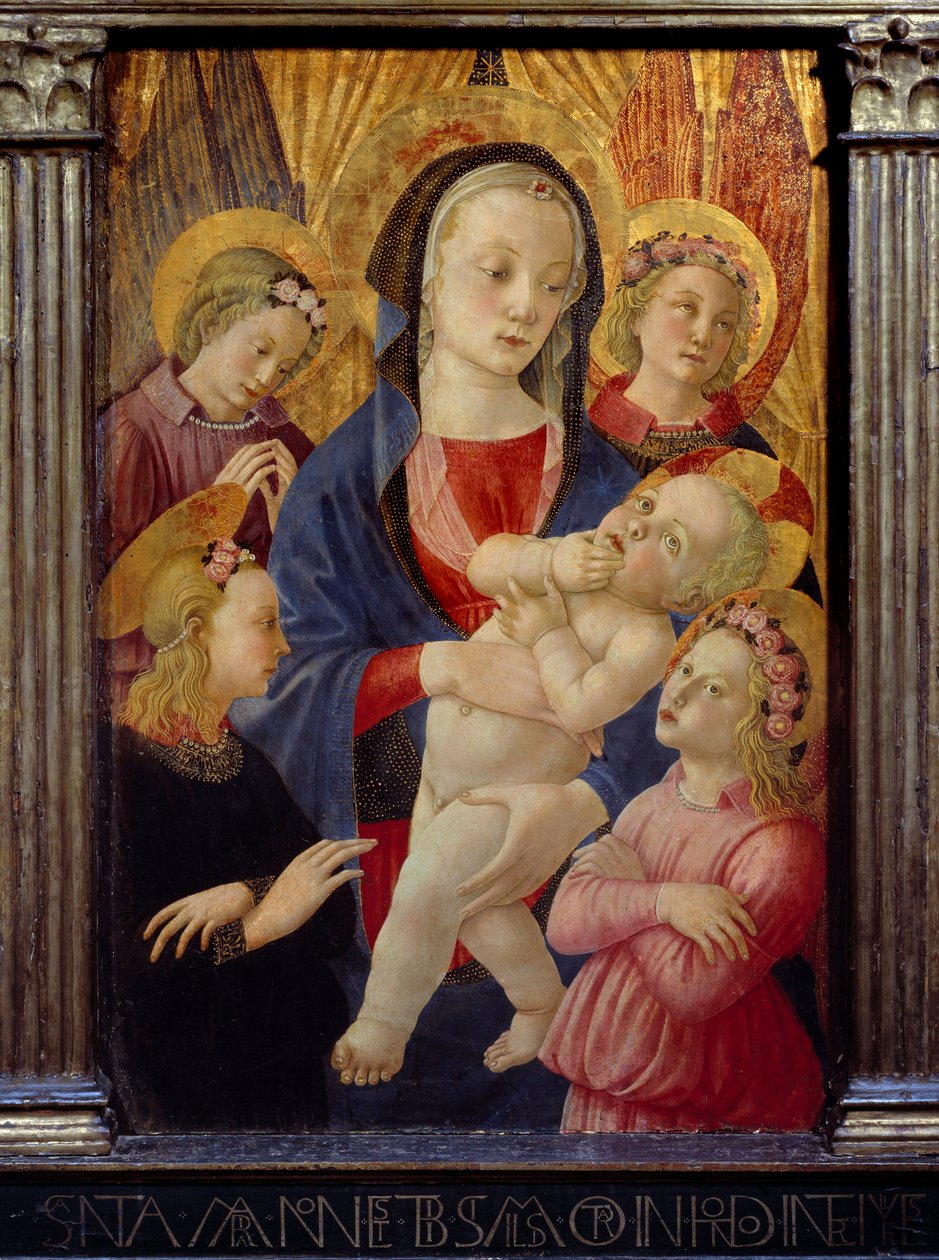The Virgin and Child Surrounded by Four Angels by Master of the Castello Nativity