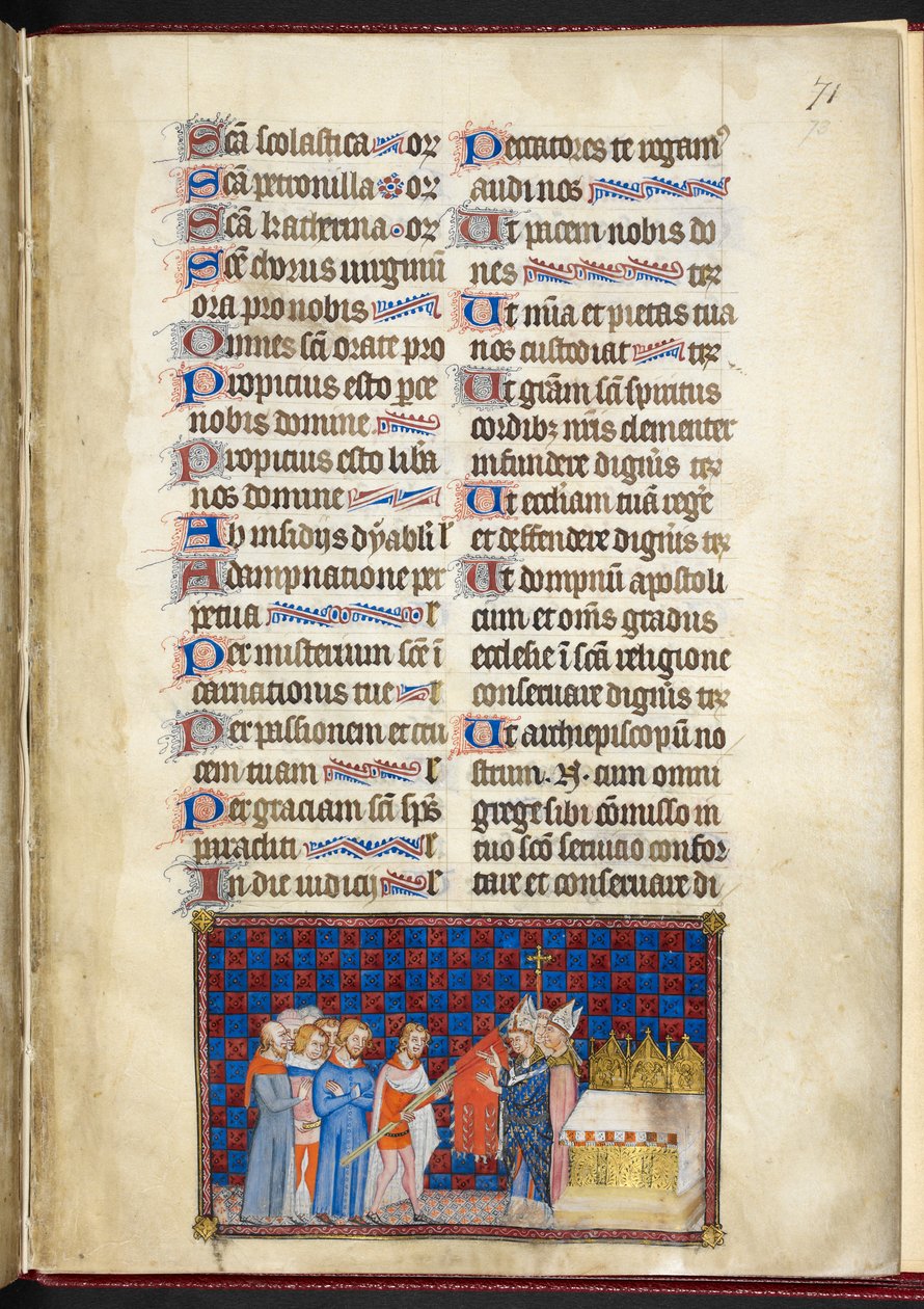 The Archbishop of Reims blessing the Oriflamme, illustration from 
