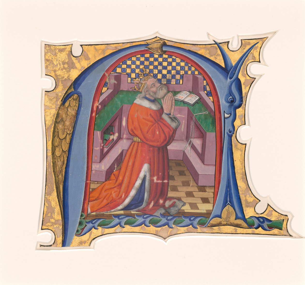 Initial N with David in Prayer by Master of the Cypresses