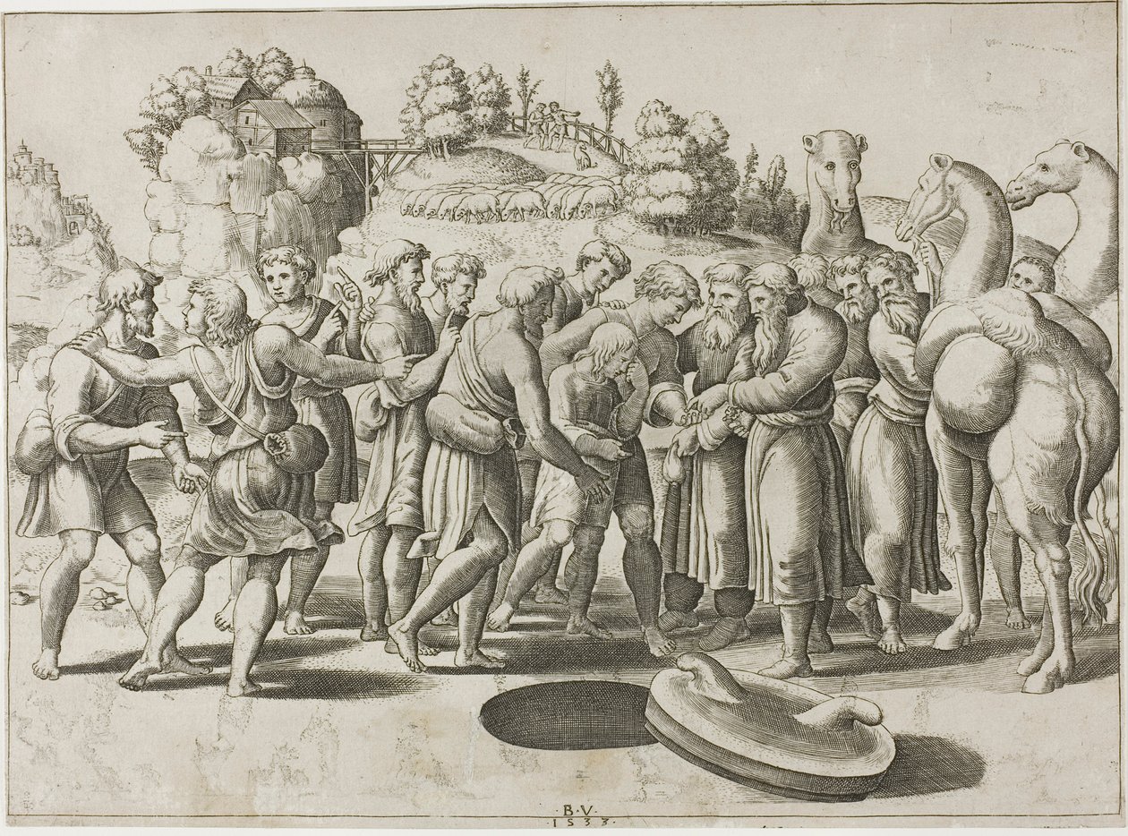 Joseph Sold by his Brothers by Master of the Die