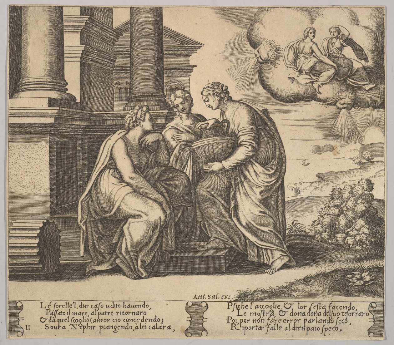 Psyche Gives Presents to Her Sisters, 1530-60 by Master of the Die