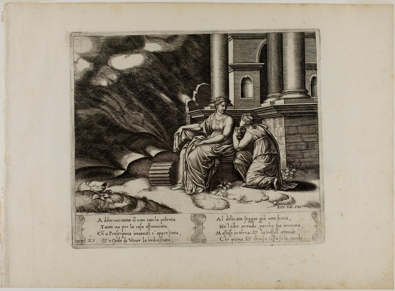 Proserpina Gives Psyche the Box of Beauty by Master of the Die