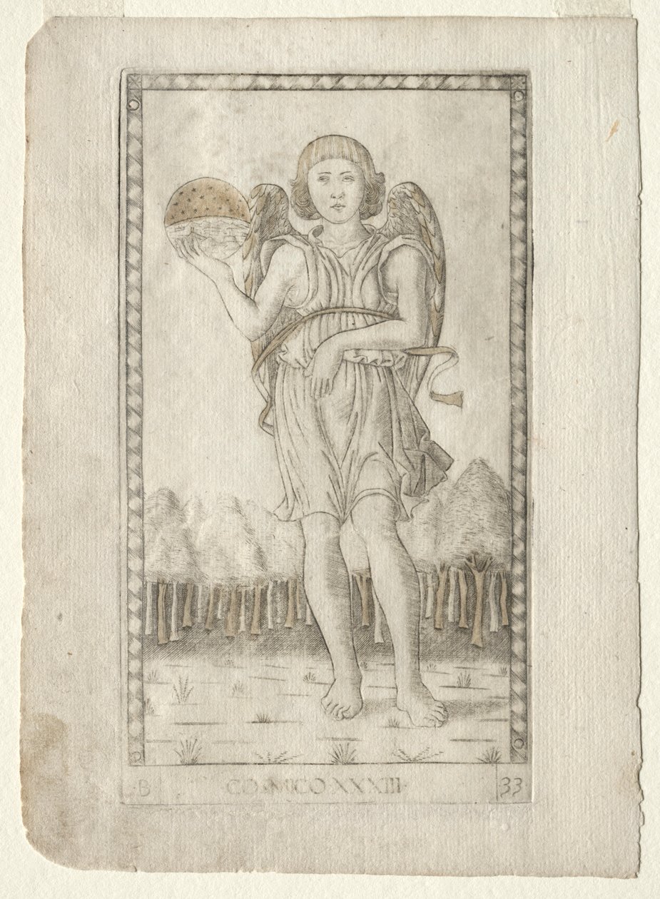 Genius of the World from the Tarocchi, series B: Cosmic Principles & Virtues, #33 by Master of the E Series Tarocchi
