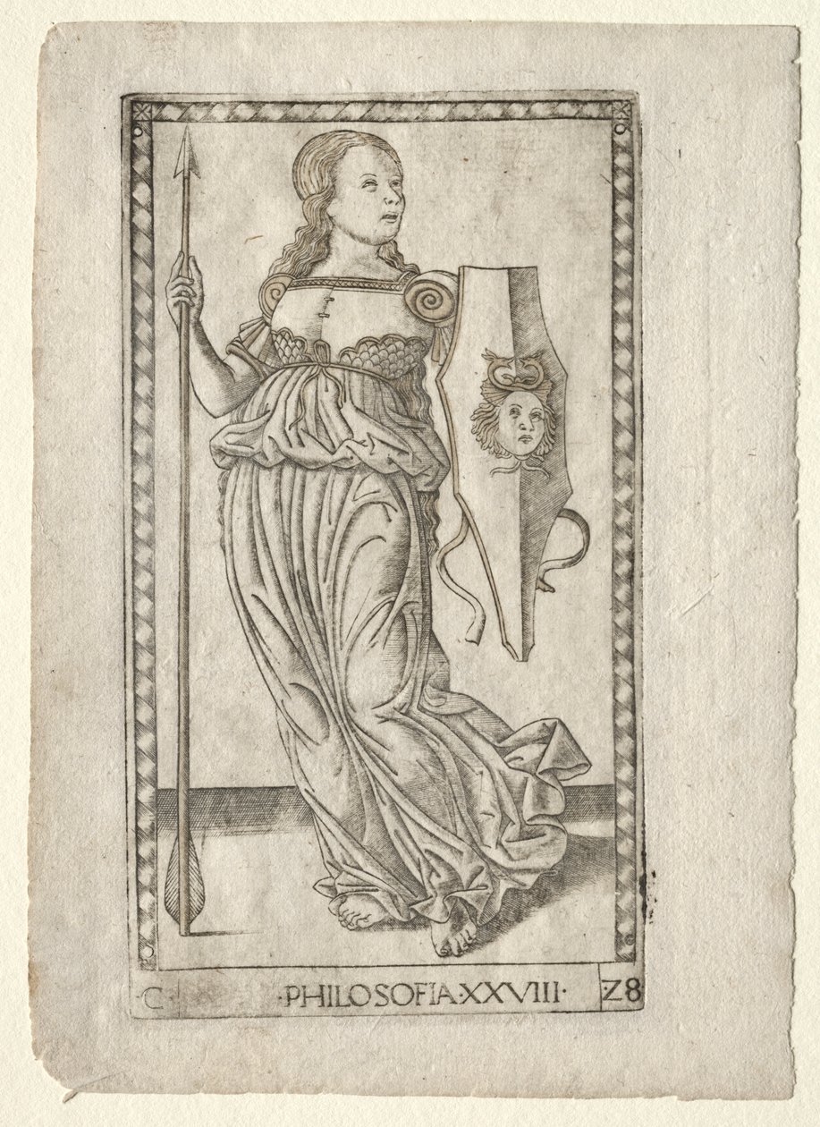 Philosophy (from the Tarocchi, series C: Liberal Arts, #28) by Master of the E Series Tarocchi