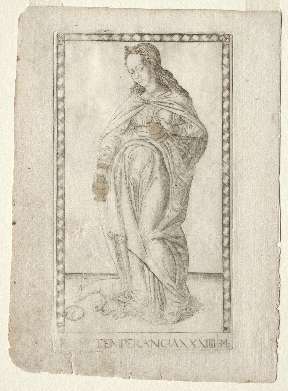 Temperance from the Tarocchi, Series B: Cosmic Principles & Virtues, #34 by Master of the E Series Tarocchi