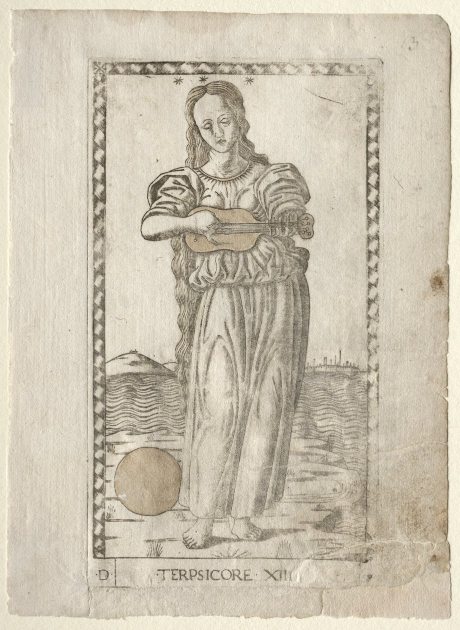 Terpsichore Dancing and Song from the Tarocchi Series by Master of the E Series Tarocchi