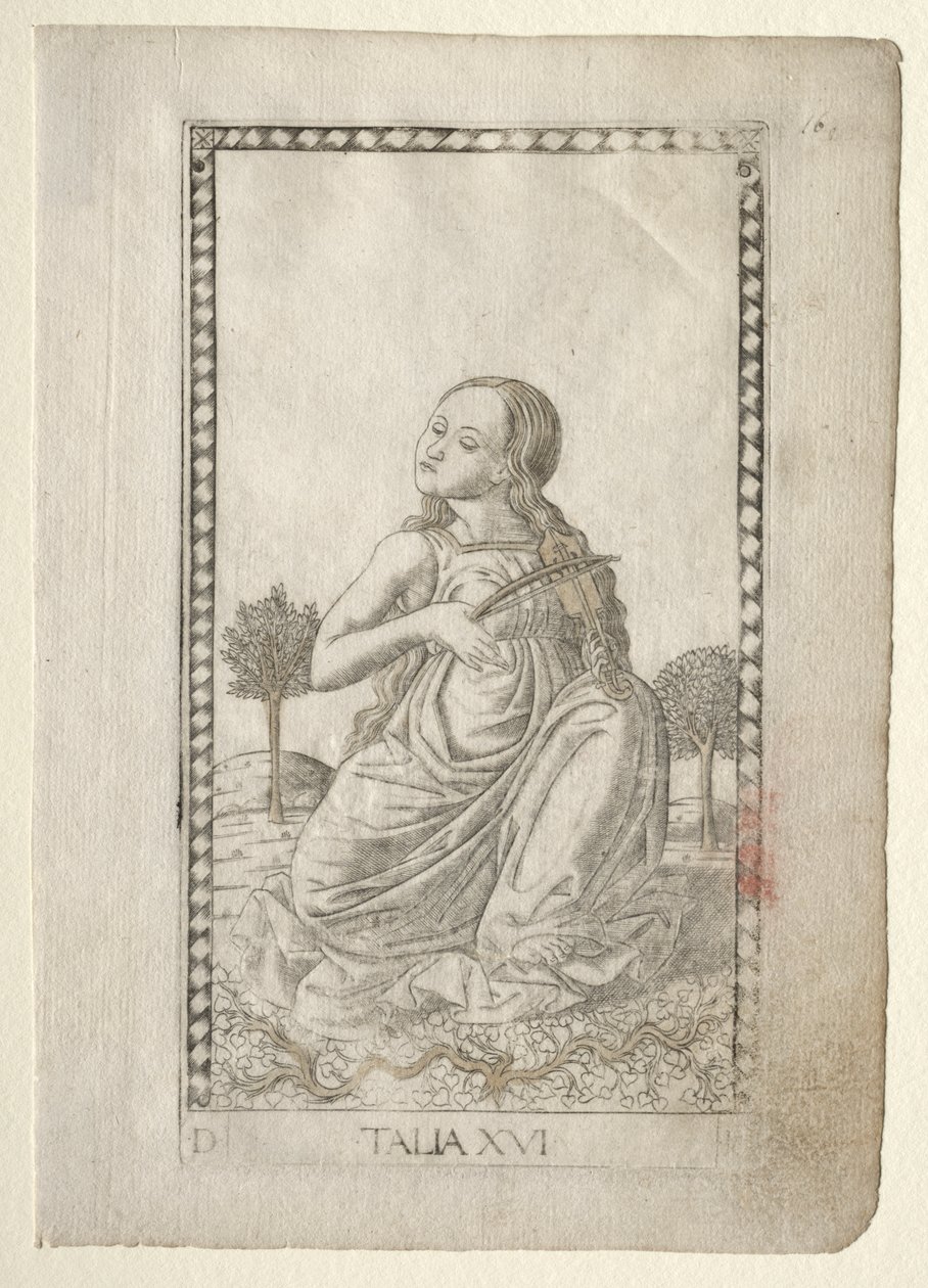 Thalia (comedy, pastoral poetry) (from the Tarocchi series D: Apollo and the Muses, #16) by Master of the E Series Tarocchi