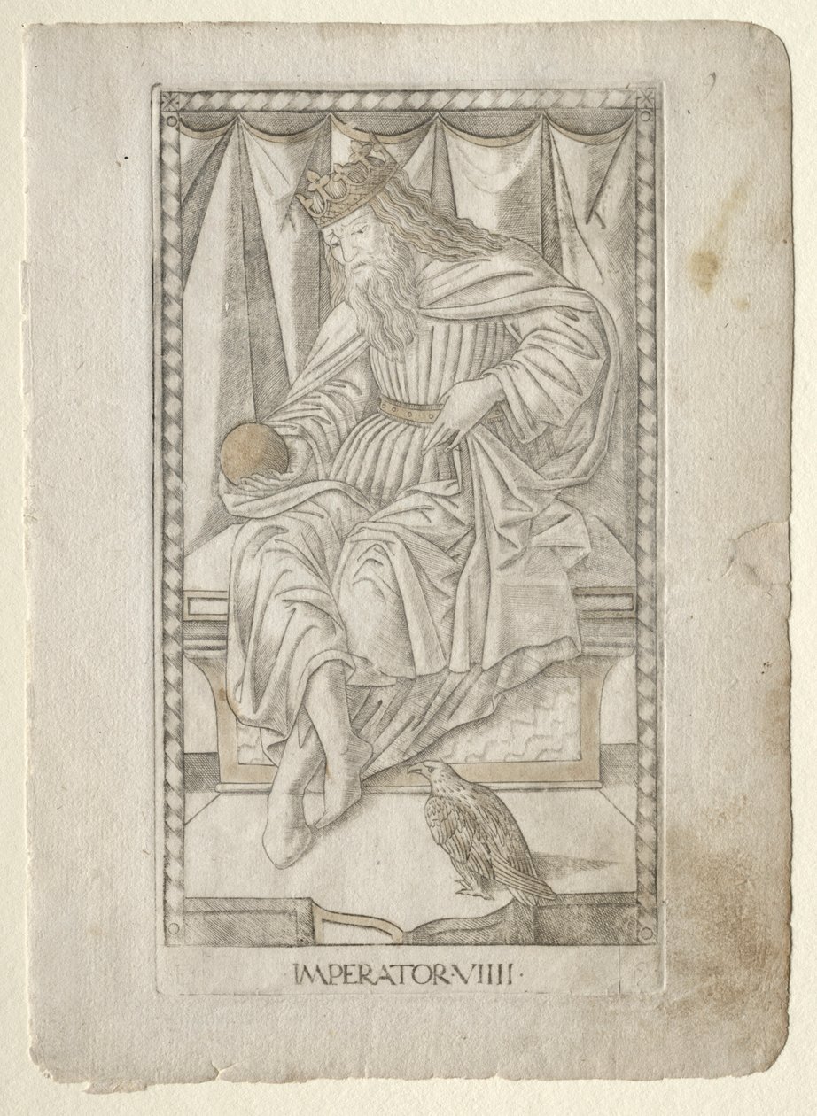 The Emperor from the Tarocchi, Series E: Conditions of Man, #9, Before 1467 by Master of the E Series Tarocchi