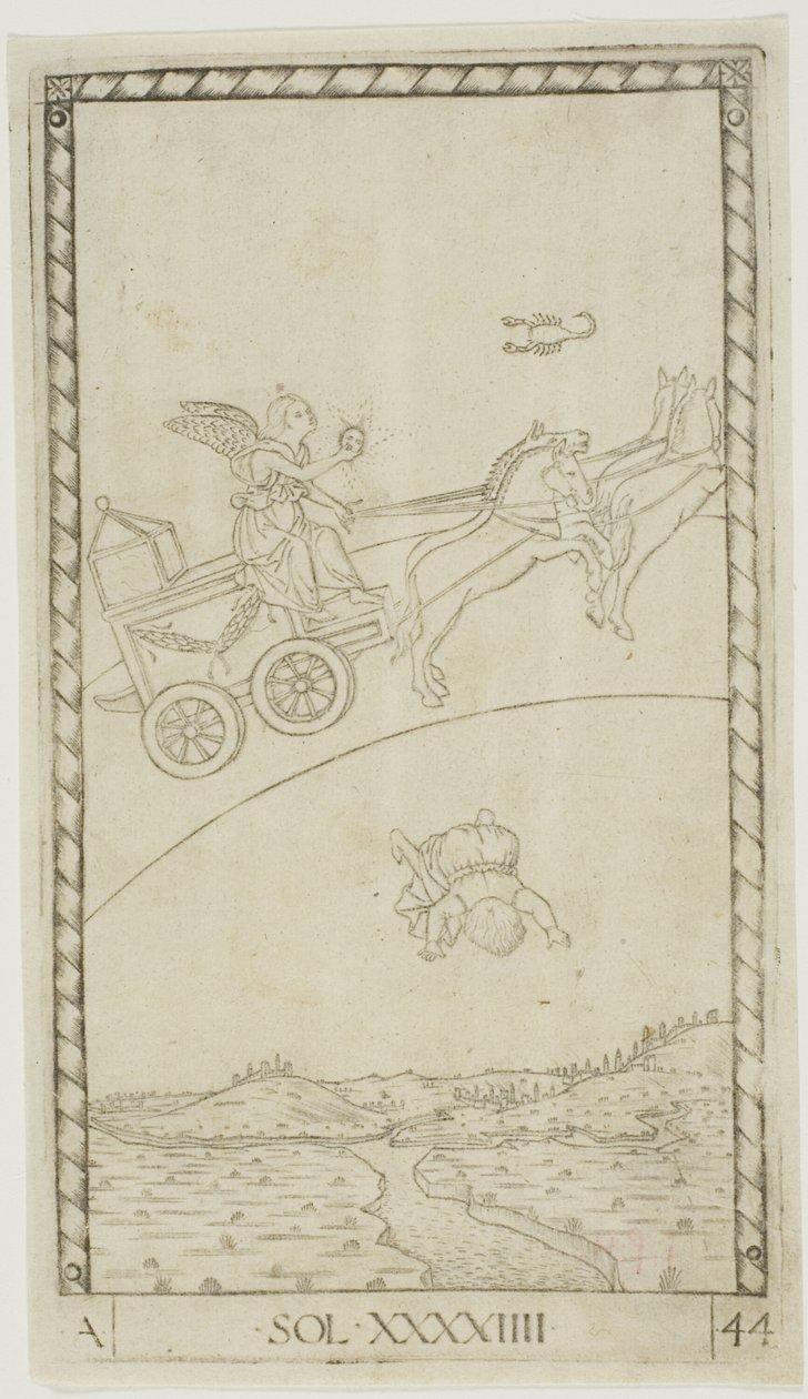 The Sun, plate 44 from Planets and Spheres by Master of the E Series Tarocchi