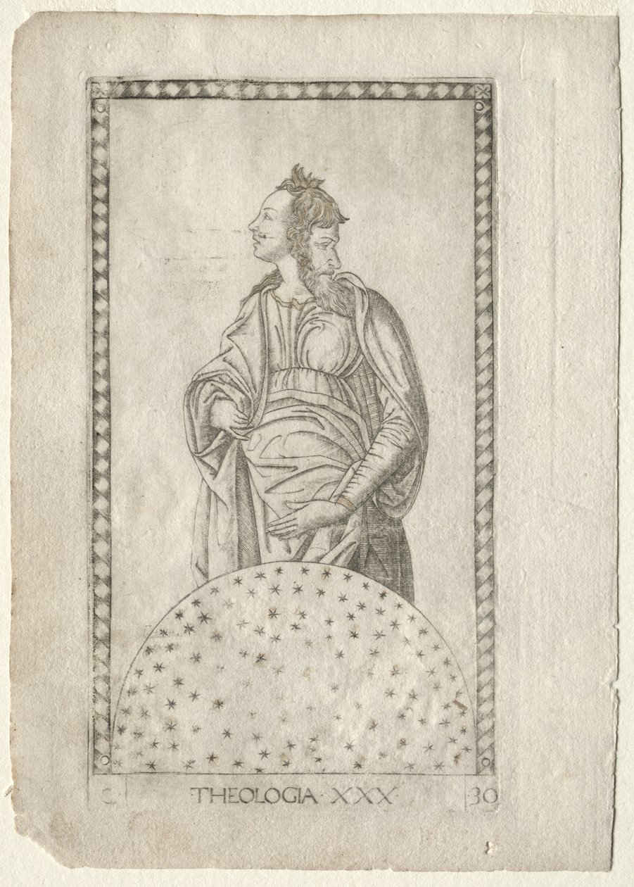 Theology (from the Tarocchi, series C: Liberal Arts, #30) by Master of the E Series Tarocchi
