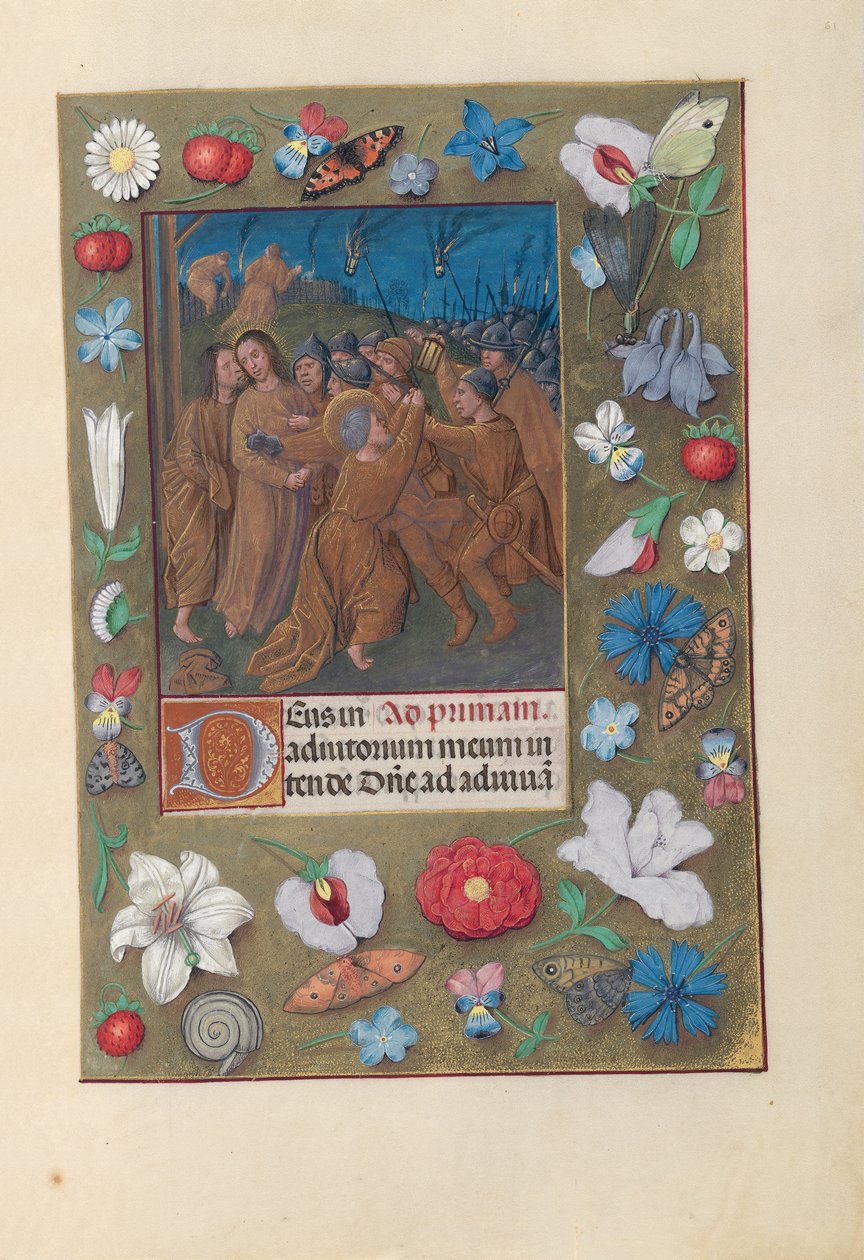 Hours of Queen Isabella the Catholic, Queen of Spain: Fol. 61r, Kiss of Judas, c. 1500 by Master of the First Prayerbook of Maximillian