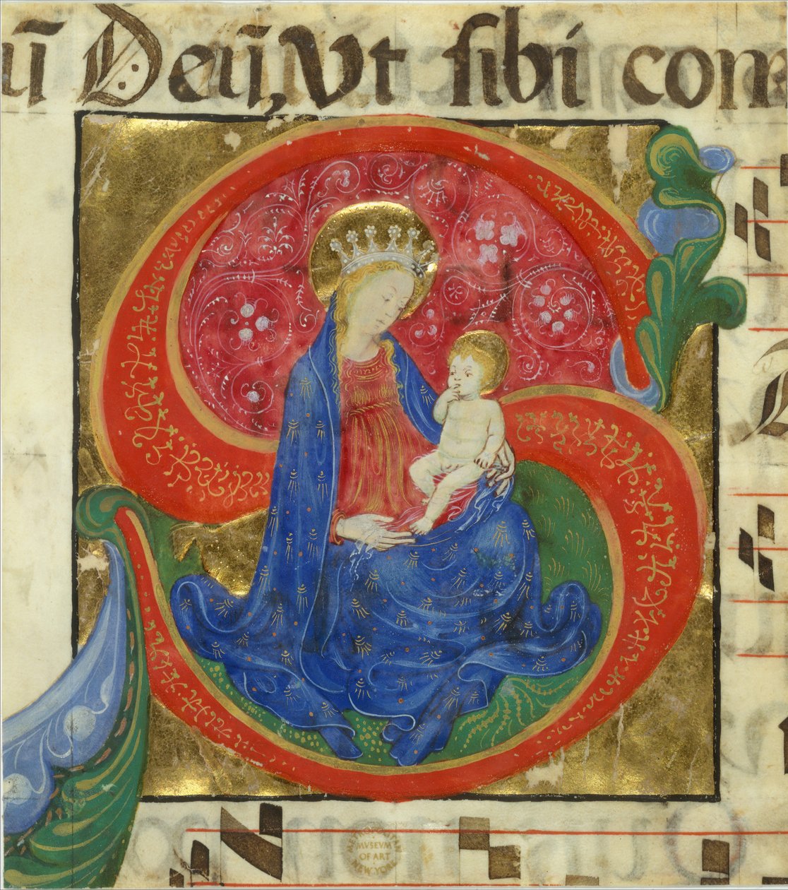 Manuscript Illumination with the Virgin and Child in an Initial S, from an Antiphonary by Master of the Franciscan Breviary