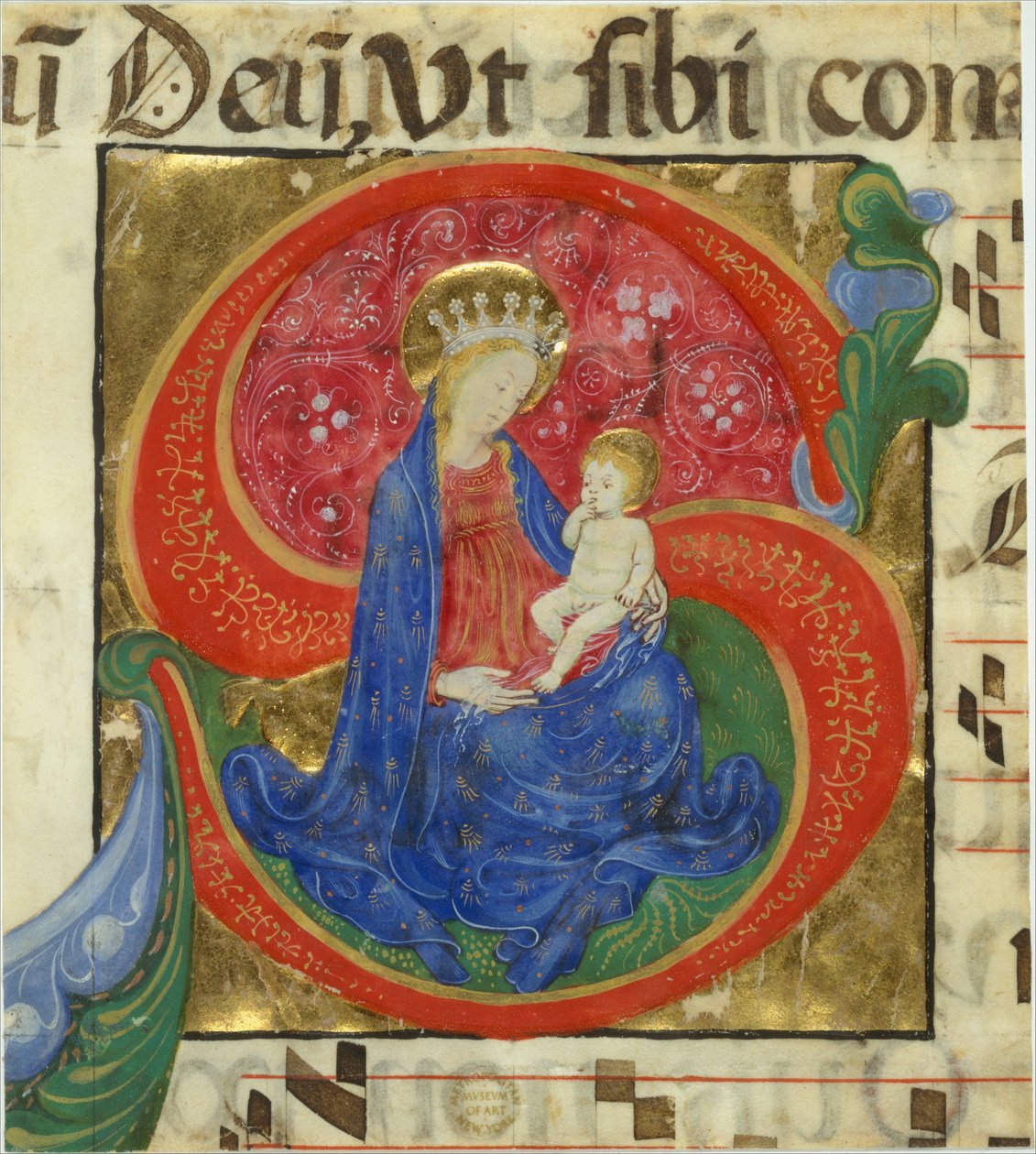 Manuscript Illumination with the Virgin and Child in an Initial S..., mid-15th century by Master of the Franciscan Breviary