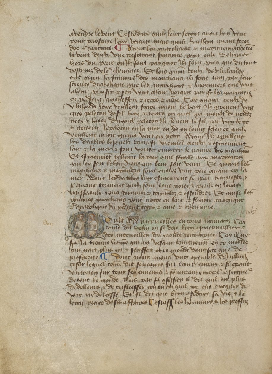 Historiated Initial M: Bust Portrait of a Man and a Woman by Master of the Geneva Boccaccio
