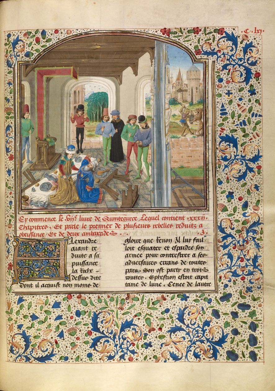 Alexander Fights with a Lion and Kills Clitus by Master of the Jardin de vertueuse consolation